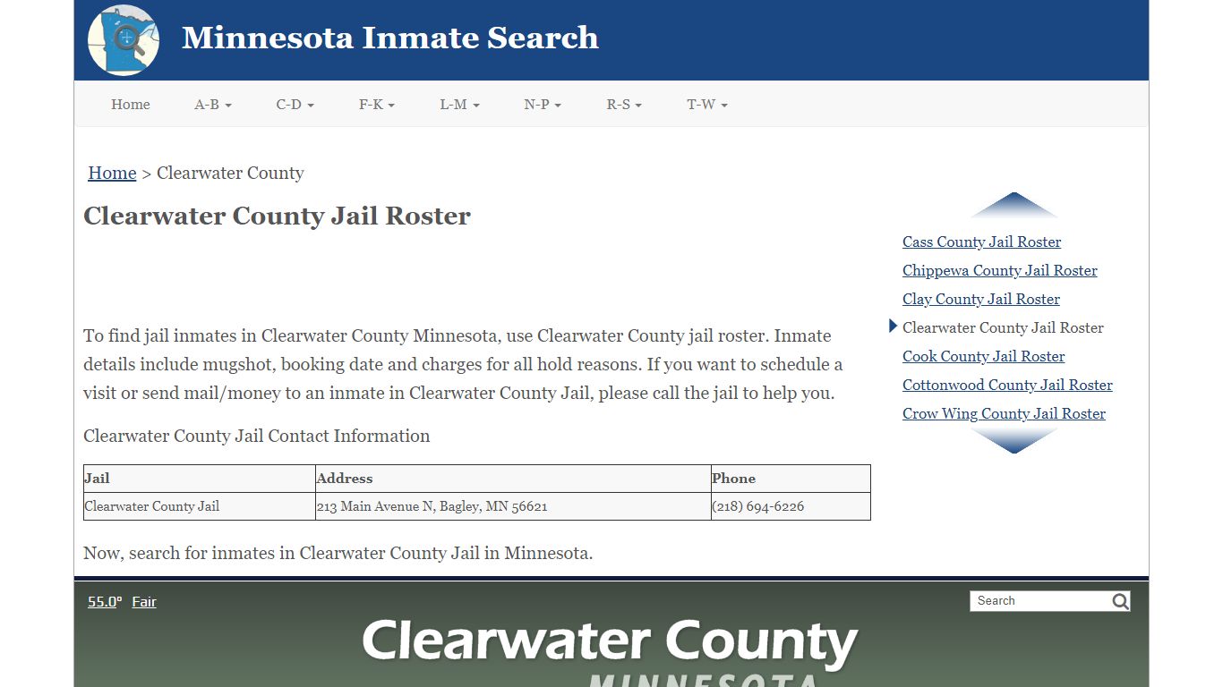 Clearwater County Jail Roster - Minnesota Inmate Search