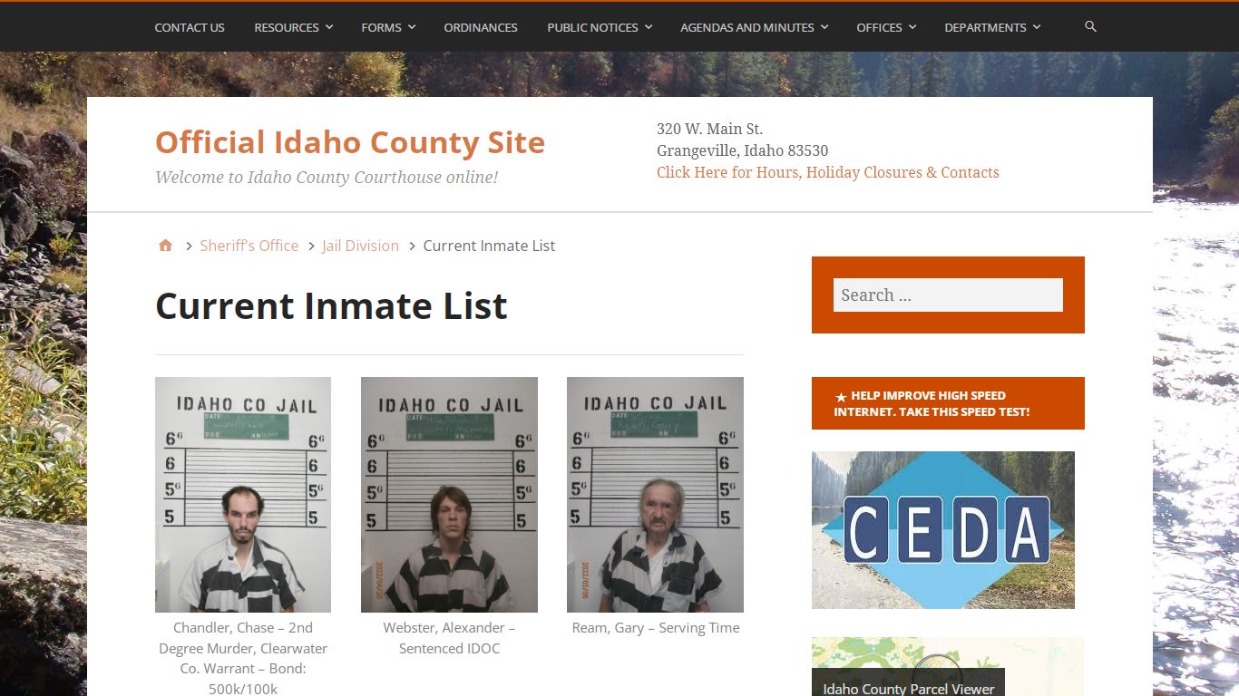 Current Inmate List – Official Idaho County Site